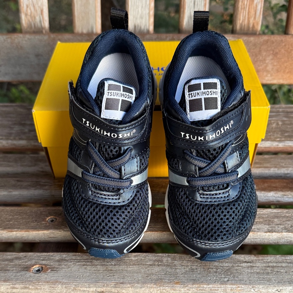 Tsukihoshi Navy and Silver Kids Sneakers
